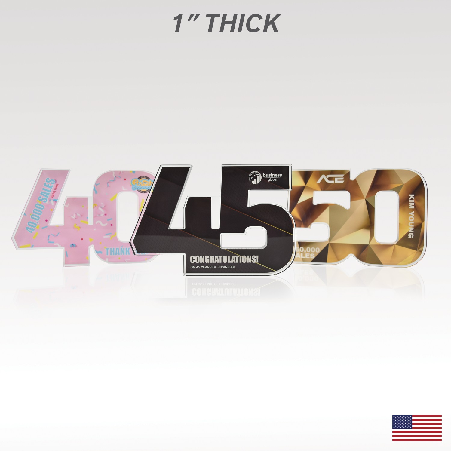 Picture of 1" USA-Made Acrylic Numerals Style 40 – Traditional Series