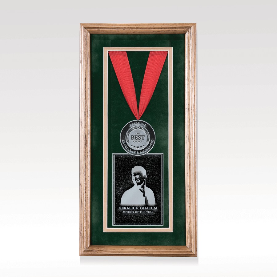 Picture of Oak Framed Medallion Plaque - 8x16