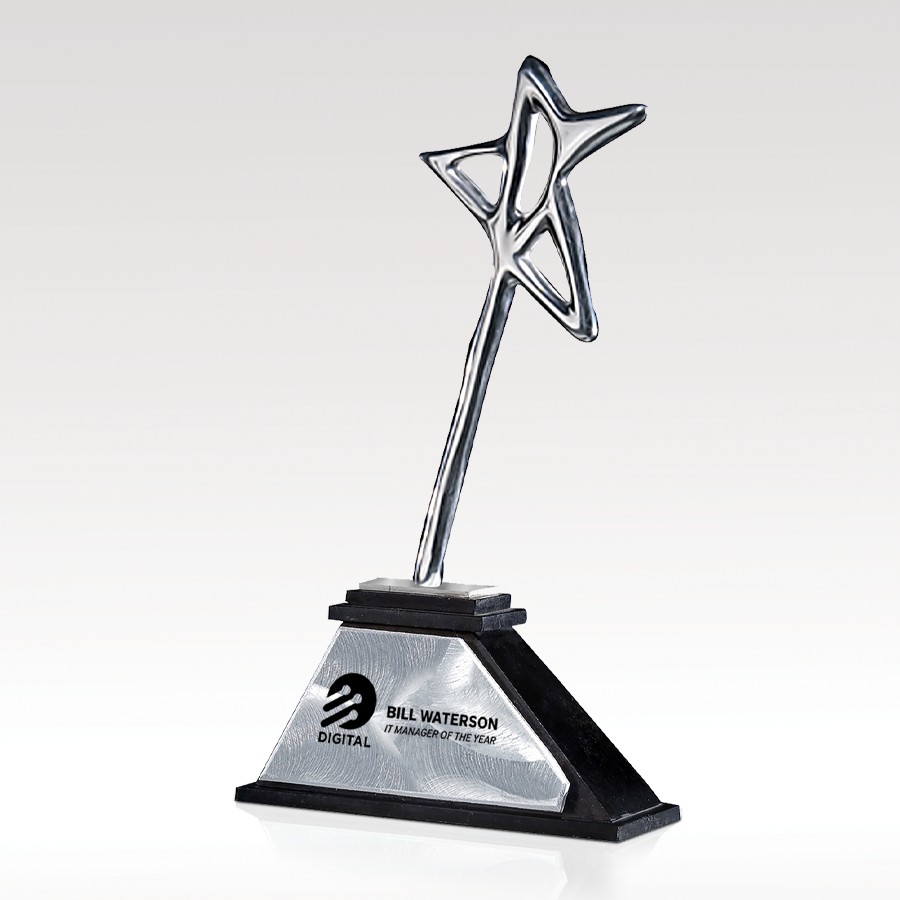 Picture of Chrome Star Award on Black Marble Base