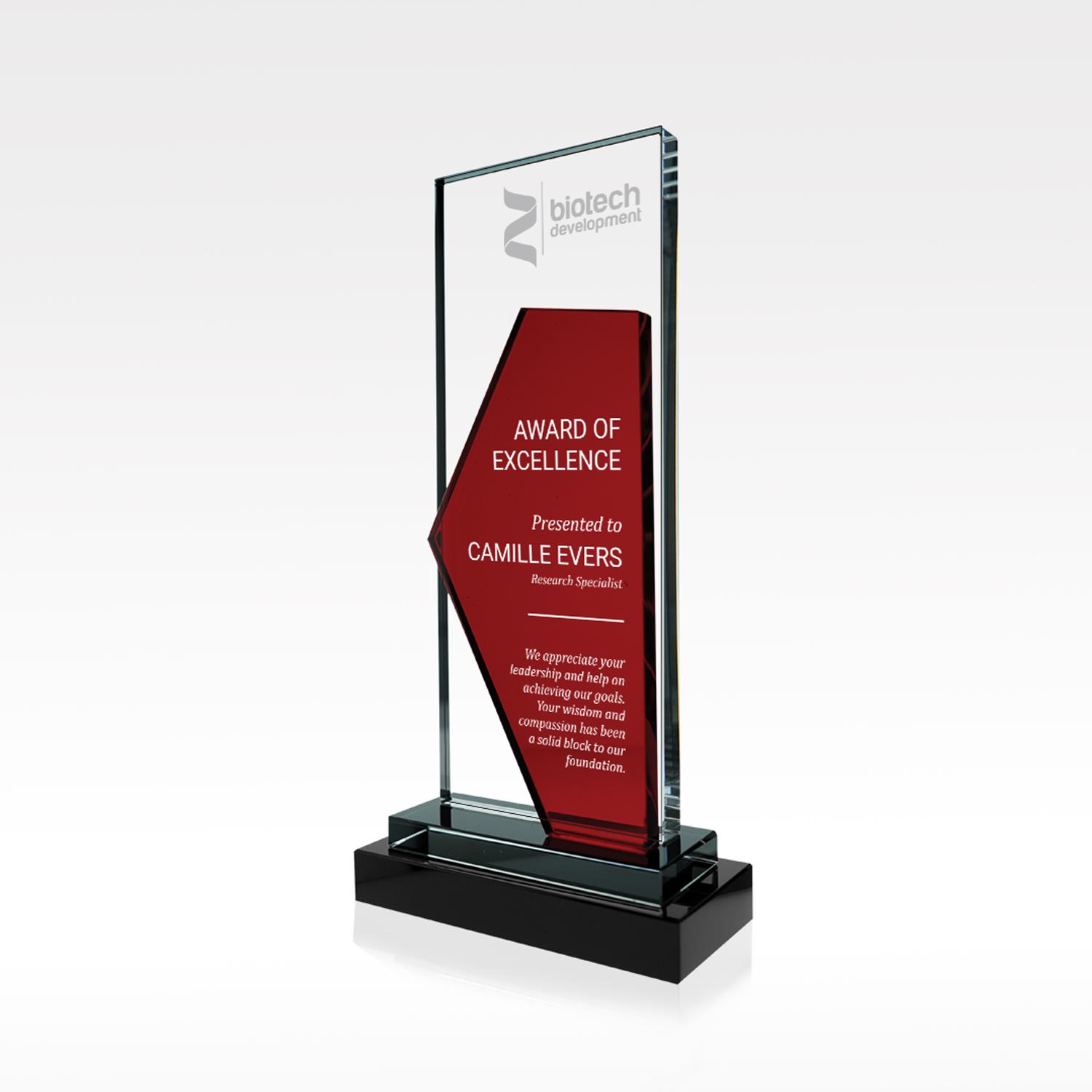 Picture of Red Crystal Award 10.75" - Verge