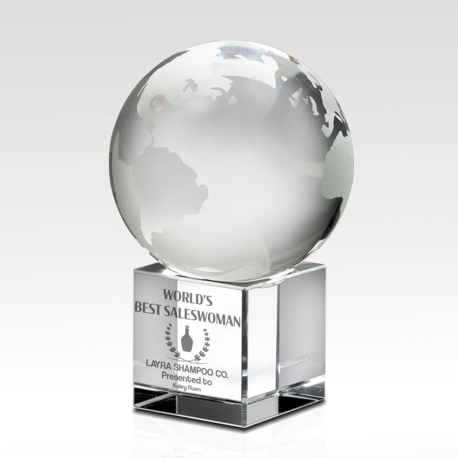 Picture of Crystal Globe On Cube 3-1/2"H