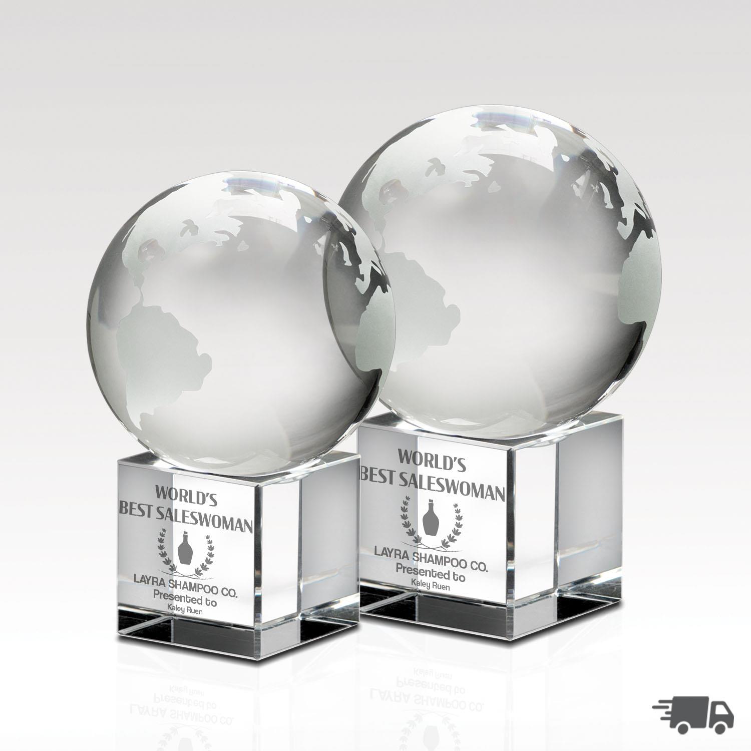 Picture of Crystal Globe On Cube 4-5/8"H