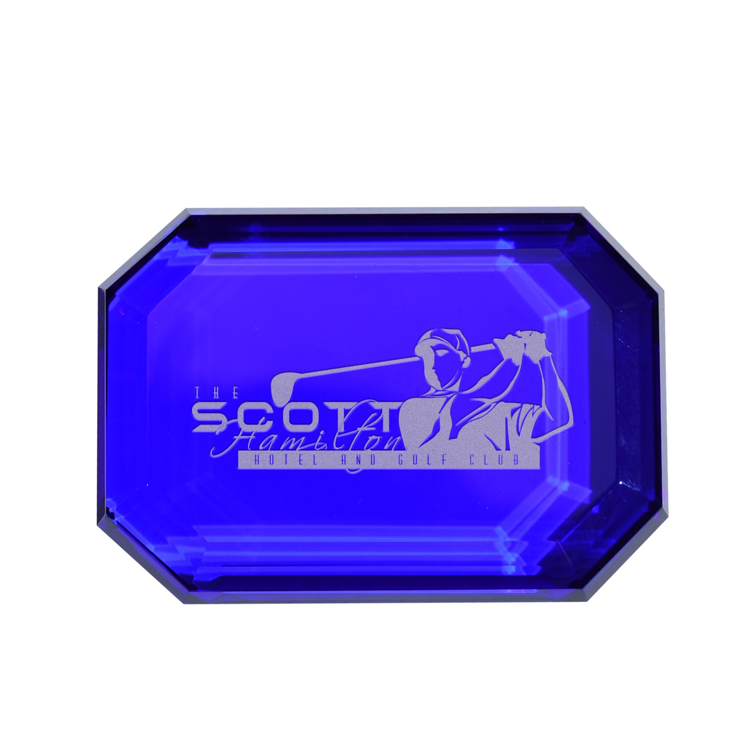 Picture of Sapphire Optical Crystal Paperweight 4x4