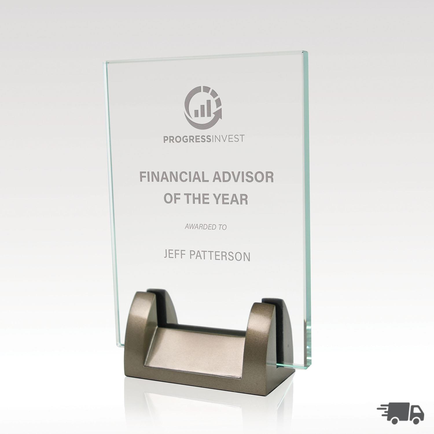 Picture of Jade Glass Desk Award 7x9