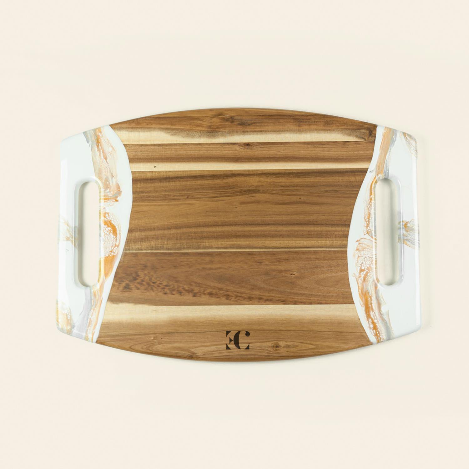 Picture of Acacia Cheese Board w/ Handles - 17" Emerald Green