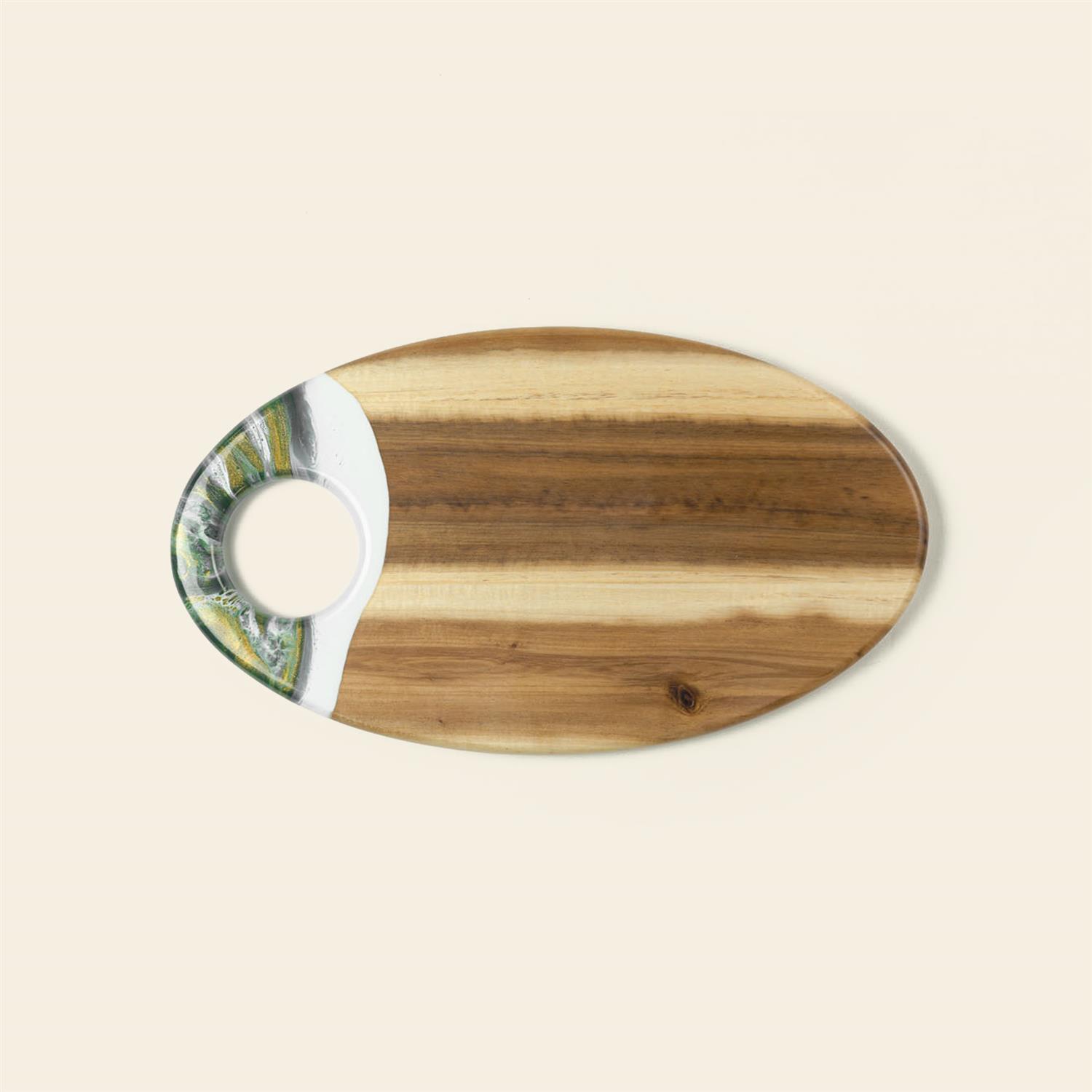 Picture of Oval Acacia Board w/ Holder 14" - Green