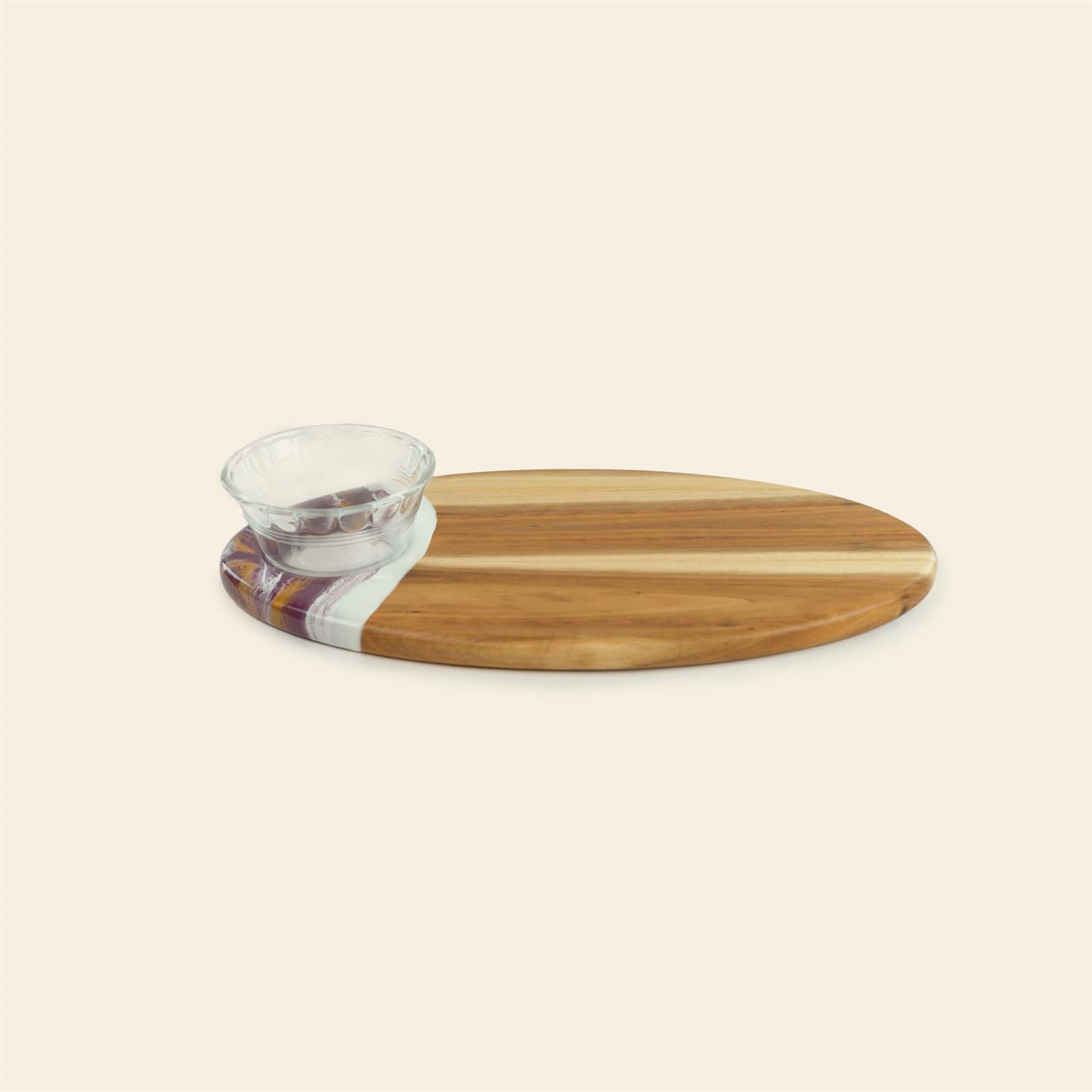 Picture of Oval Acacia Board w/ Holder 14" - Purple