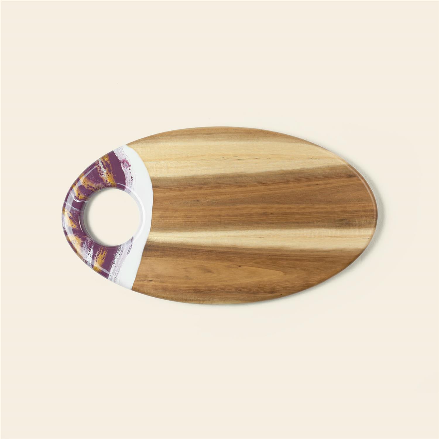 Picture of Oval Acacia Board w/ Holder 14" - Purple