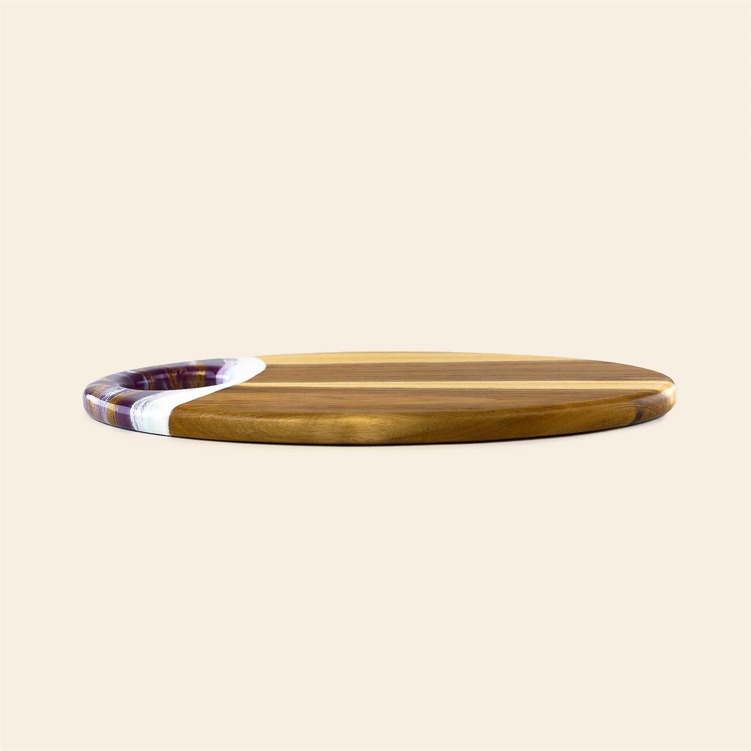 Picture of Oval Acacia Board w/ Holder 14" - Purple