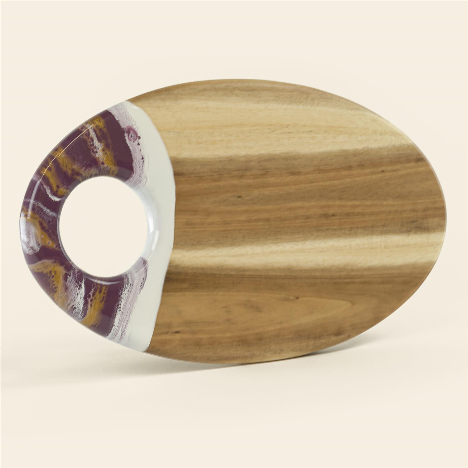 Picture of Oval Acacia Board w/ Holder 14" - Purple