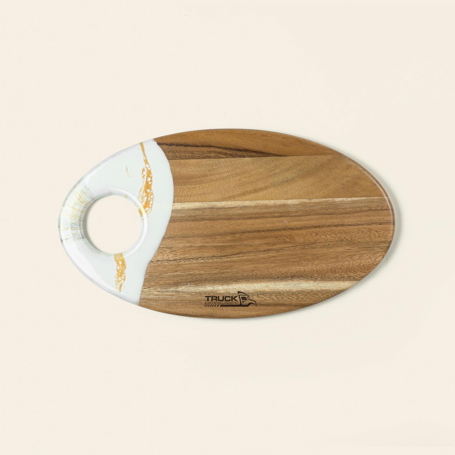 Picture of Oval Acacia Board w/ Holder 14" - White
