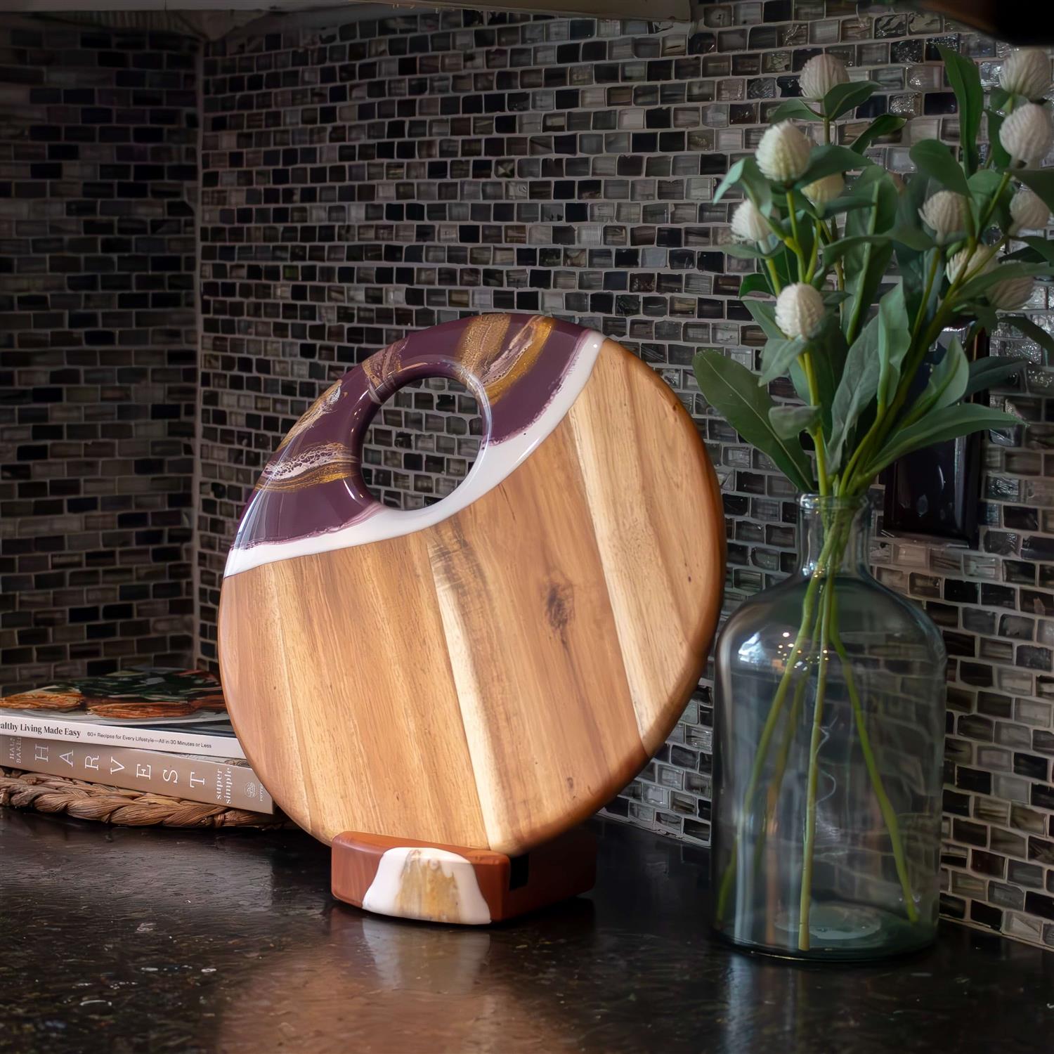 Picture of 12" Round Acacia Board w/ Holder