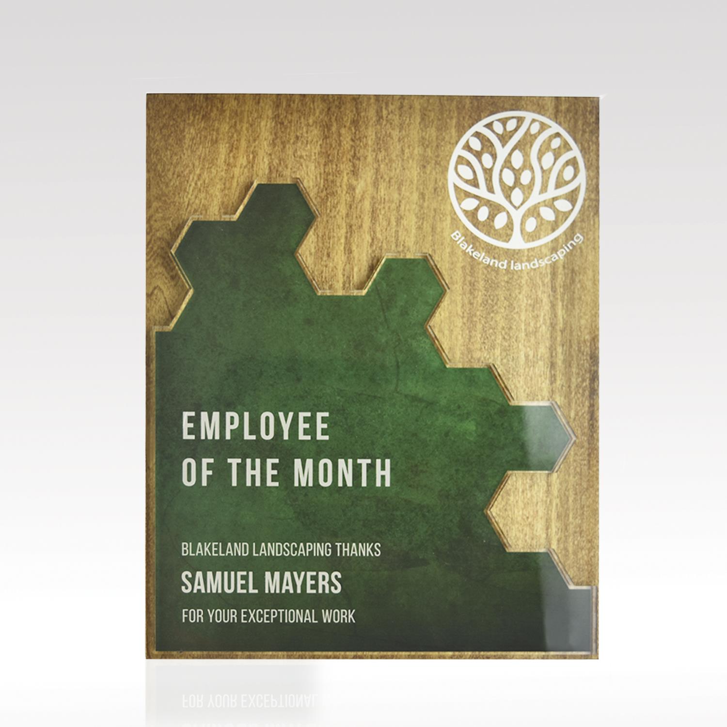 Picture of Plaque Hex Puzzle - Customizable Wood Acrylic Award 8x10