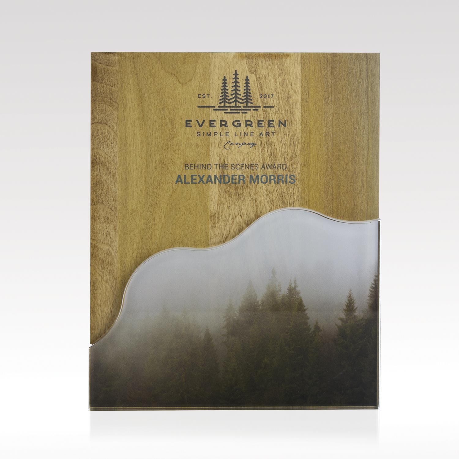 Picture of Plaque Wave Puzzle - Customizable Acrylic Wood Award 9x12