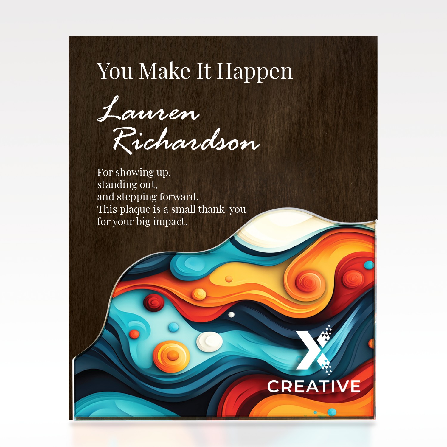 Picture of Plaque Wave Puzzle - Customizable Acrylic Wood Award 9x12
