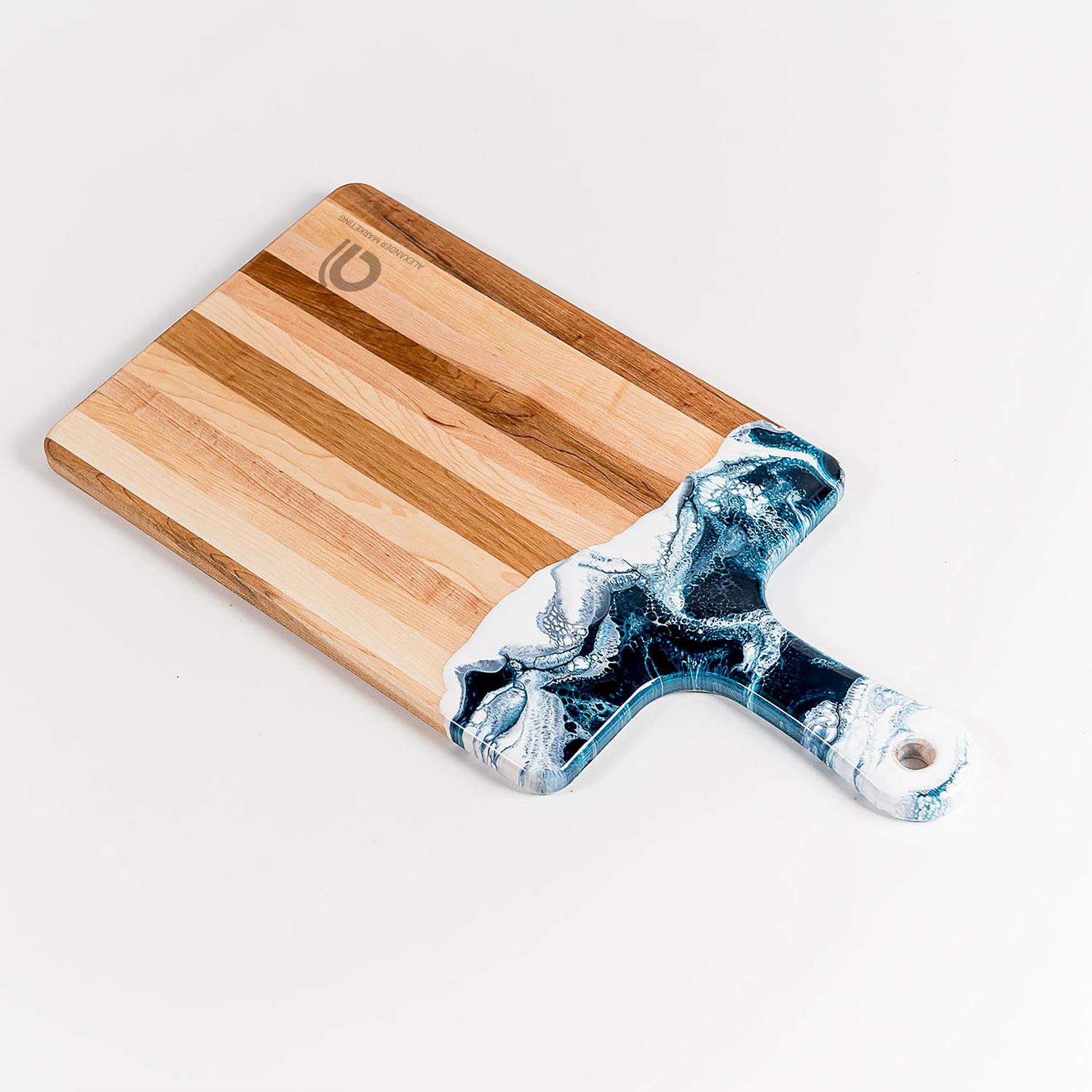 Picture of Large Acacia Cheese Board - White/Grey/Gold