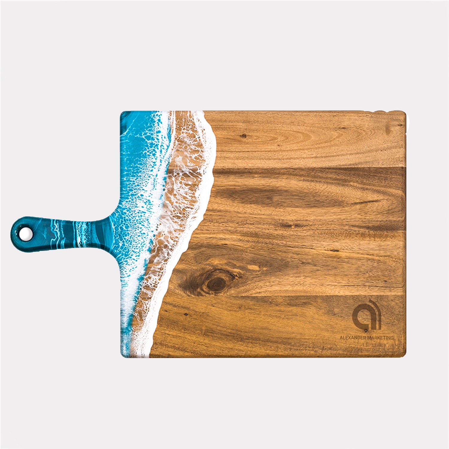 Picture of XL Acacia Cheese Board - Navy/White/Metallic