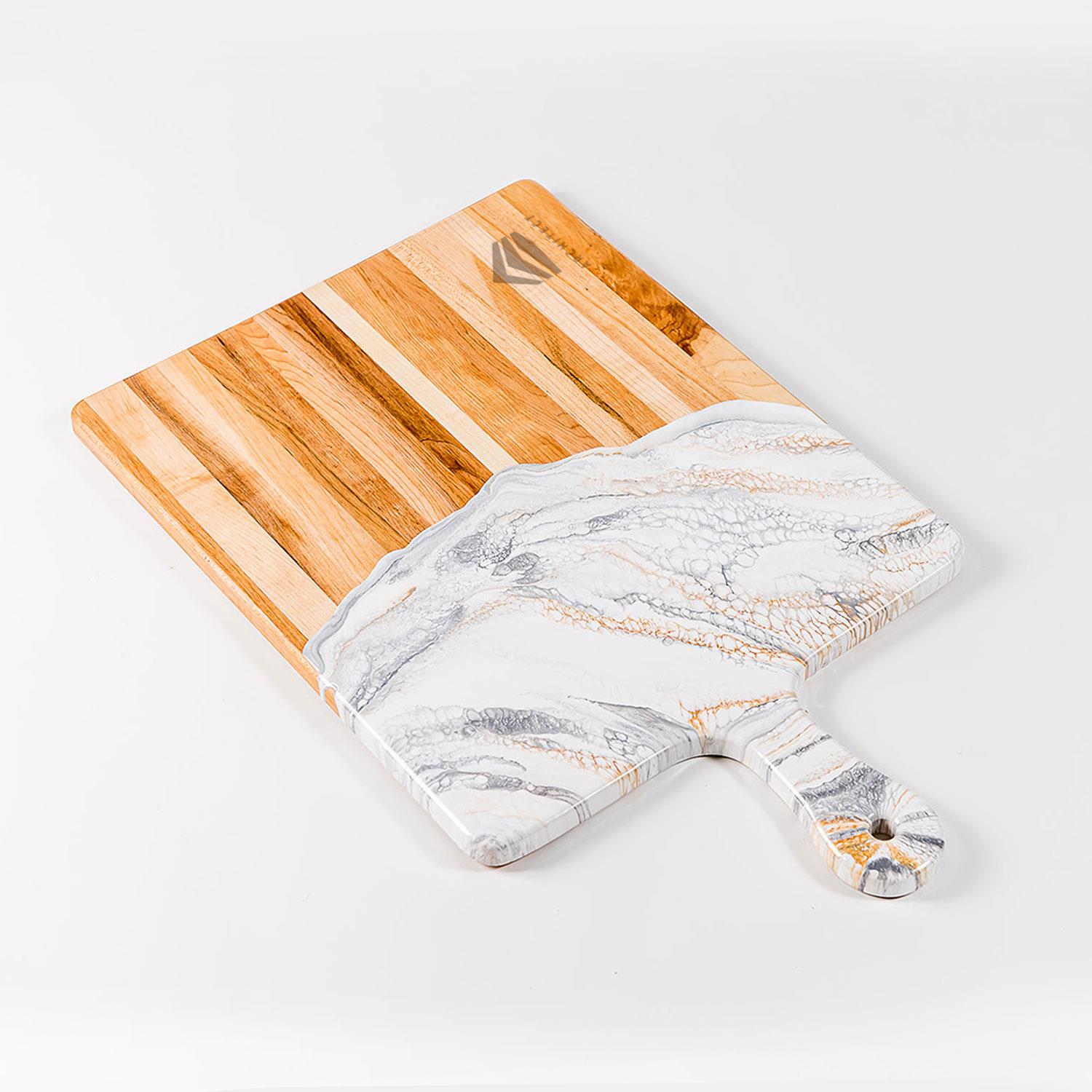 Picture of XL Acacia Cheese Board - Navy/White/Metallic