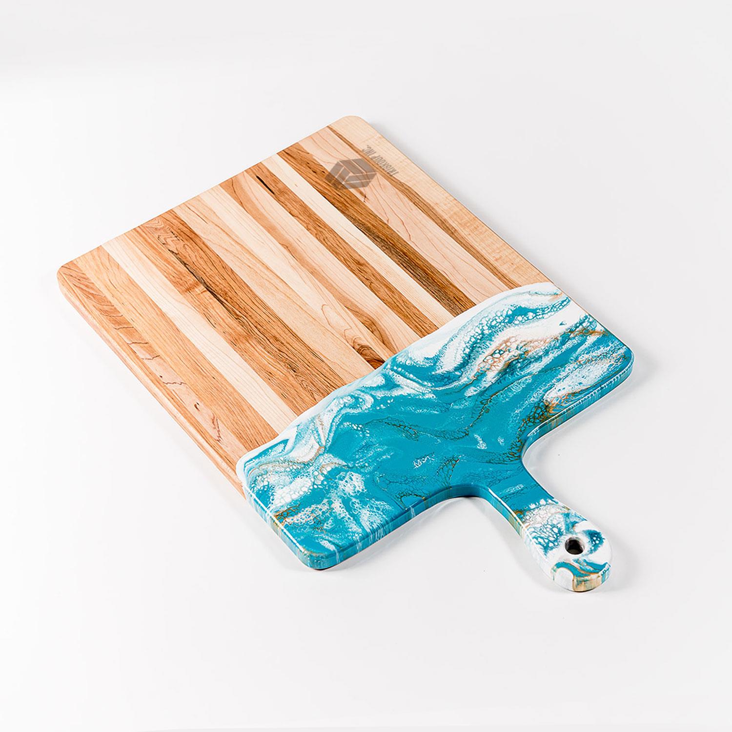 Picture of XL Acacia Cheese Board - Navy/White/Metallic