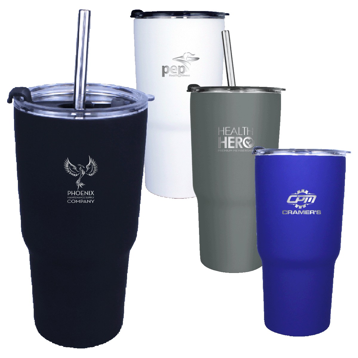 Picture of 20 Oz. Halcyon® Standard Tumbler w/Stainless Straw & Flip Top Lid (Laser)