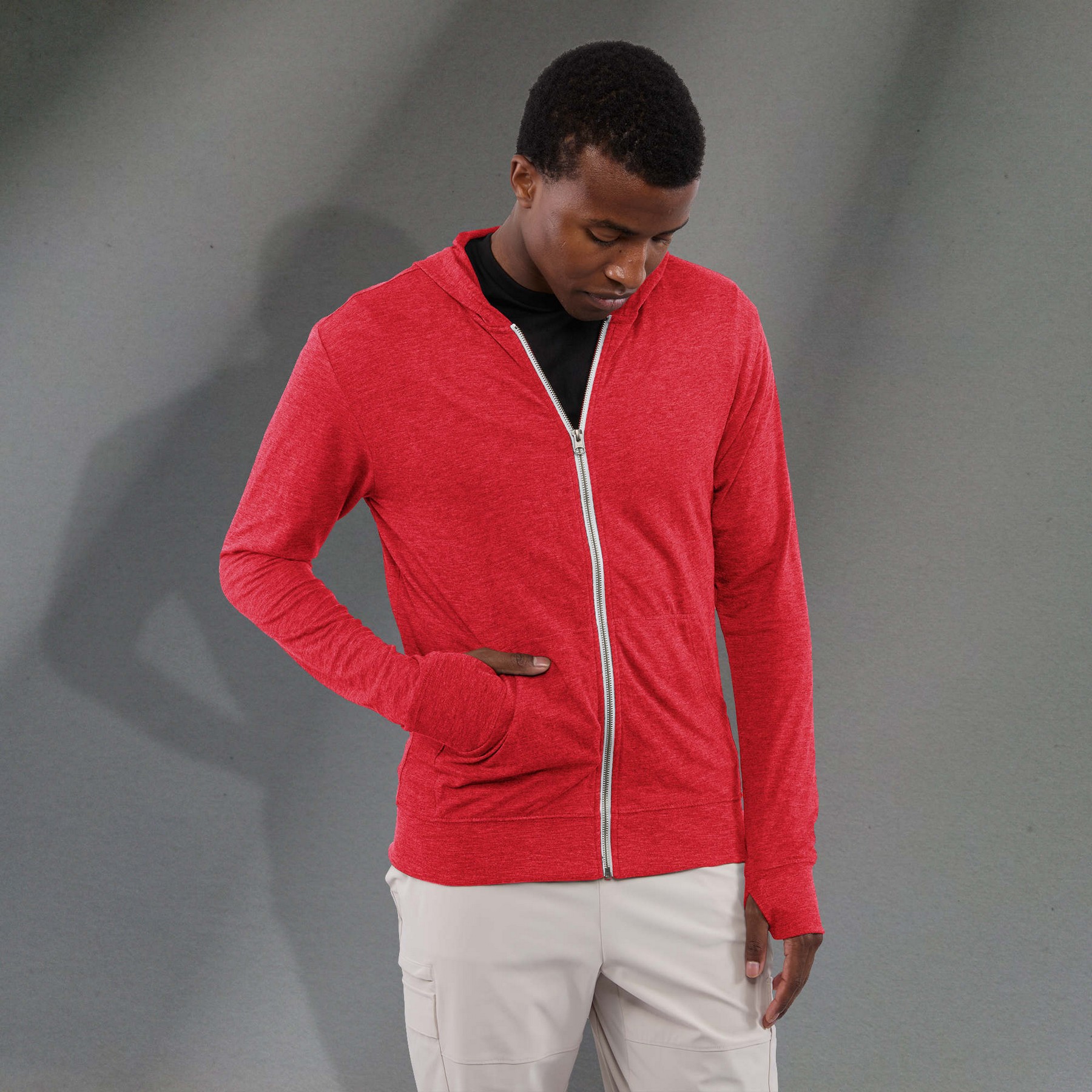 Picture of Men's GARNER Lightweight Knit Full Zip Hoodie with Thumb Holes