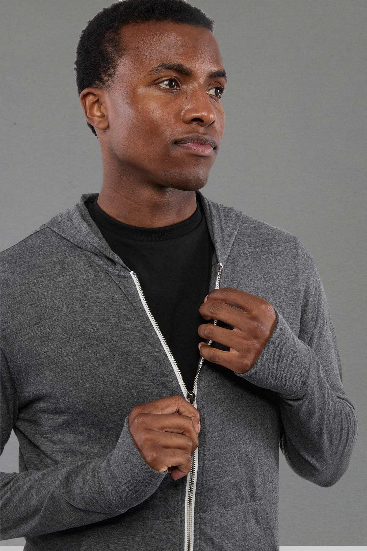 Picture of Men's GARNER Lightweight Knit Full Zip Hoodie with Thumb Holes