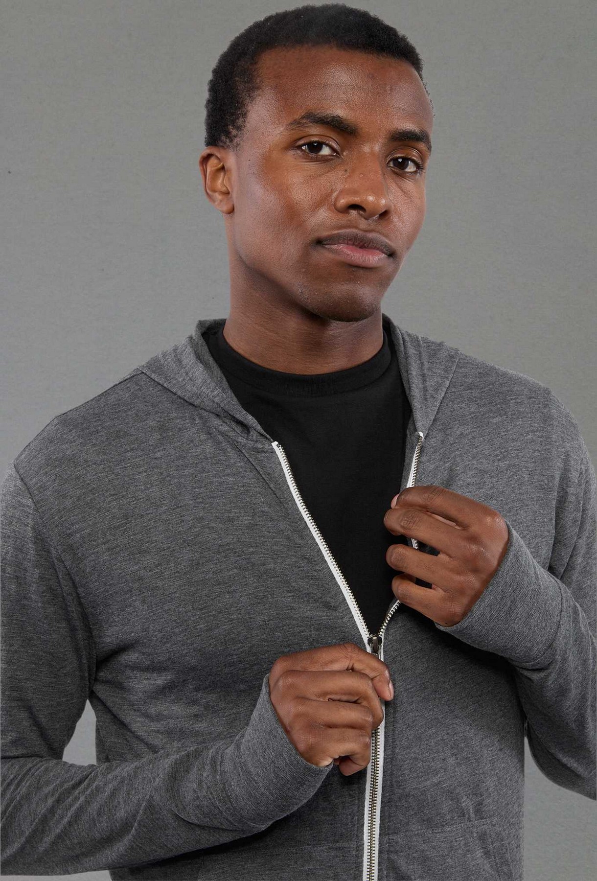 Picture of Men's GARNER Lightweight Knit Full Zip Hoodie with Thumb Holes