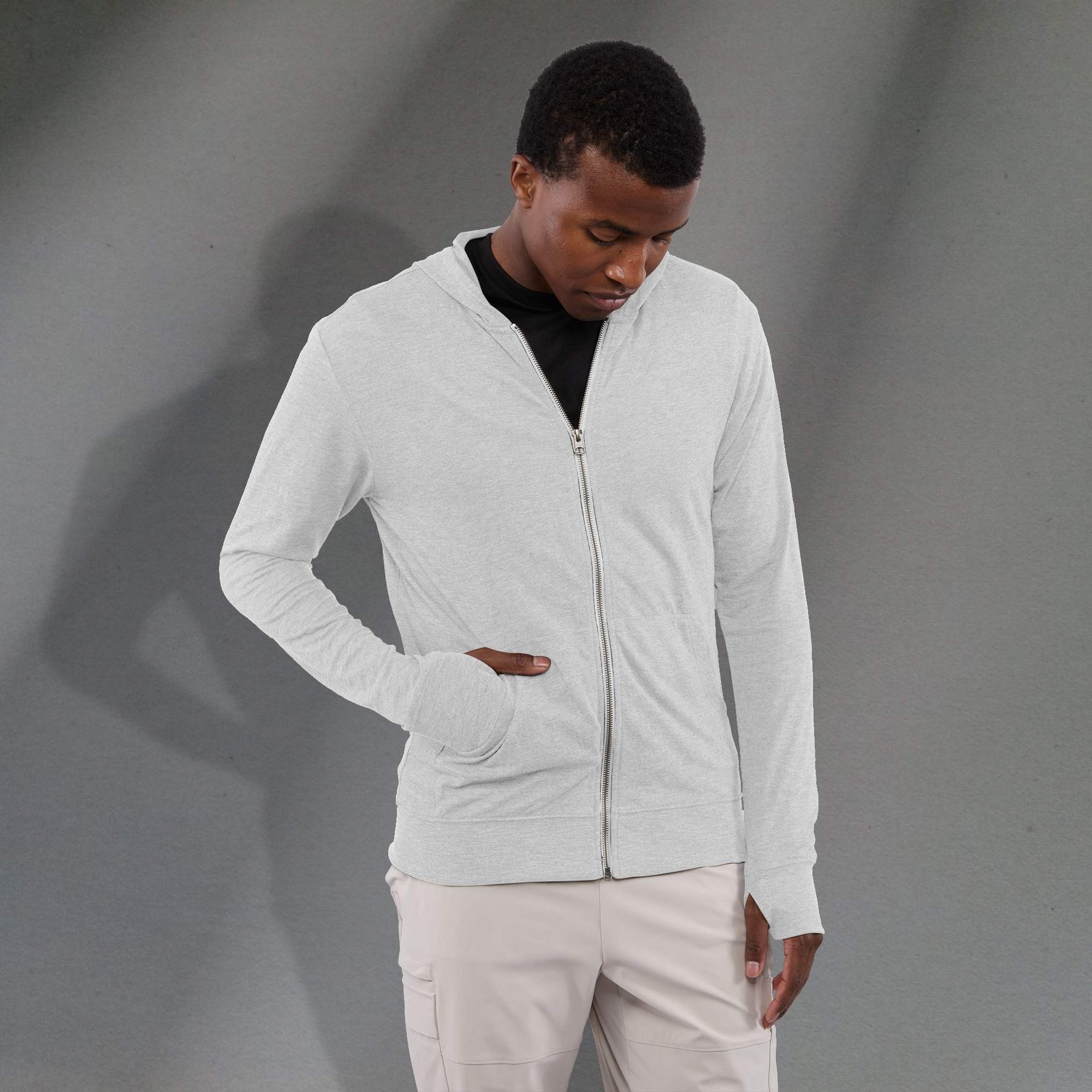 Picture of Men's GARNER Lightweight Knit Full Zip Hoodie with Thumb Holes