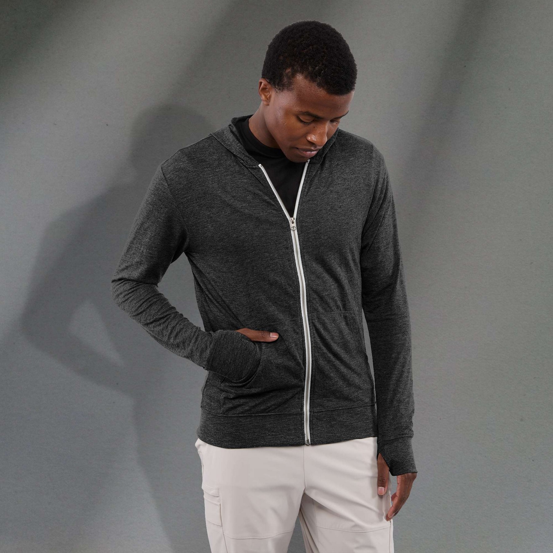 Picture of Men's GARNER Lightweight Knit Full Zip Hoodie with Thumb Holes