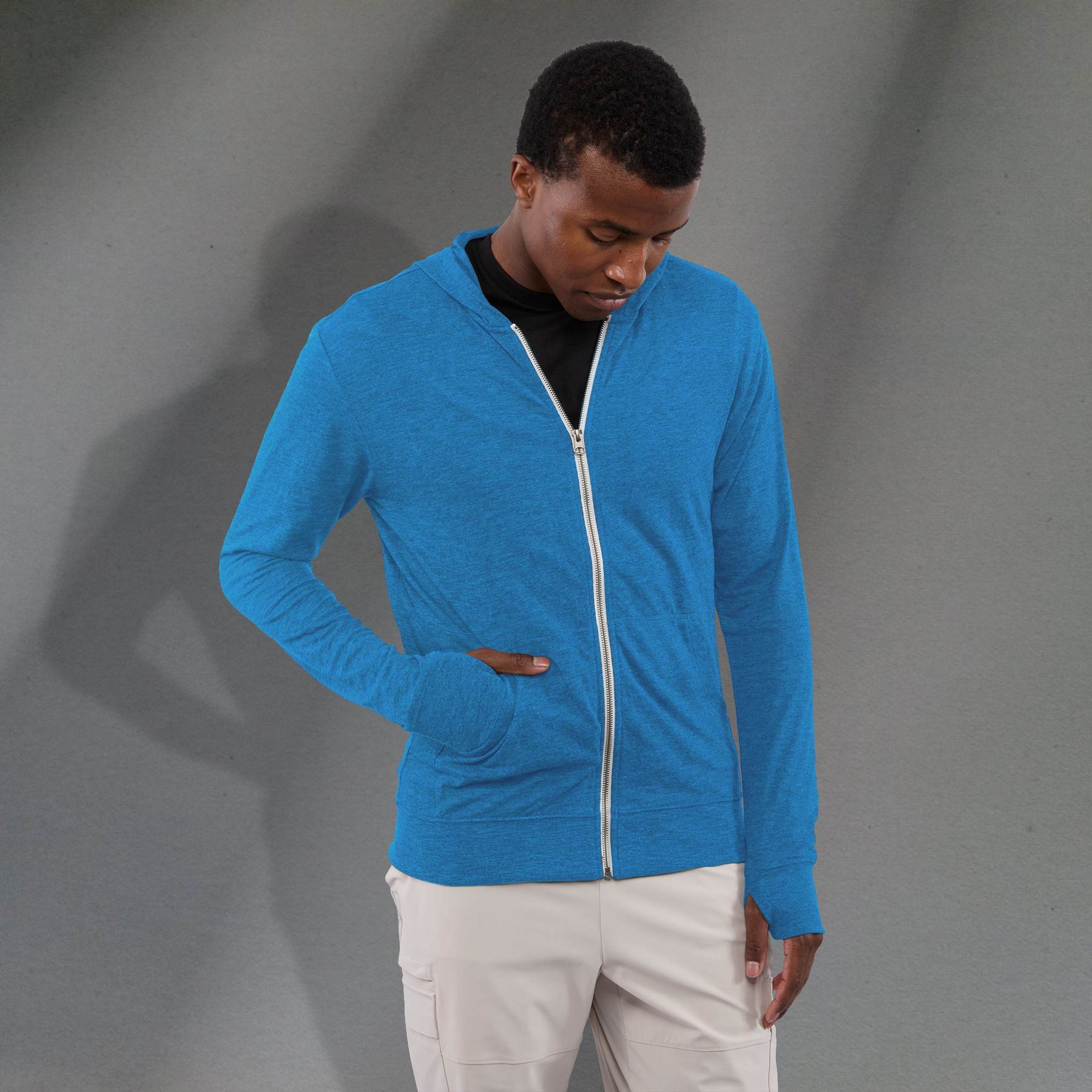 Picture of Men's GARNER Lightweight Knit Full Zip Hoodie with Thumb Holes
