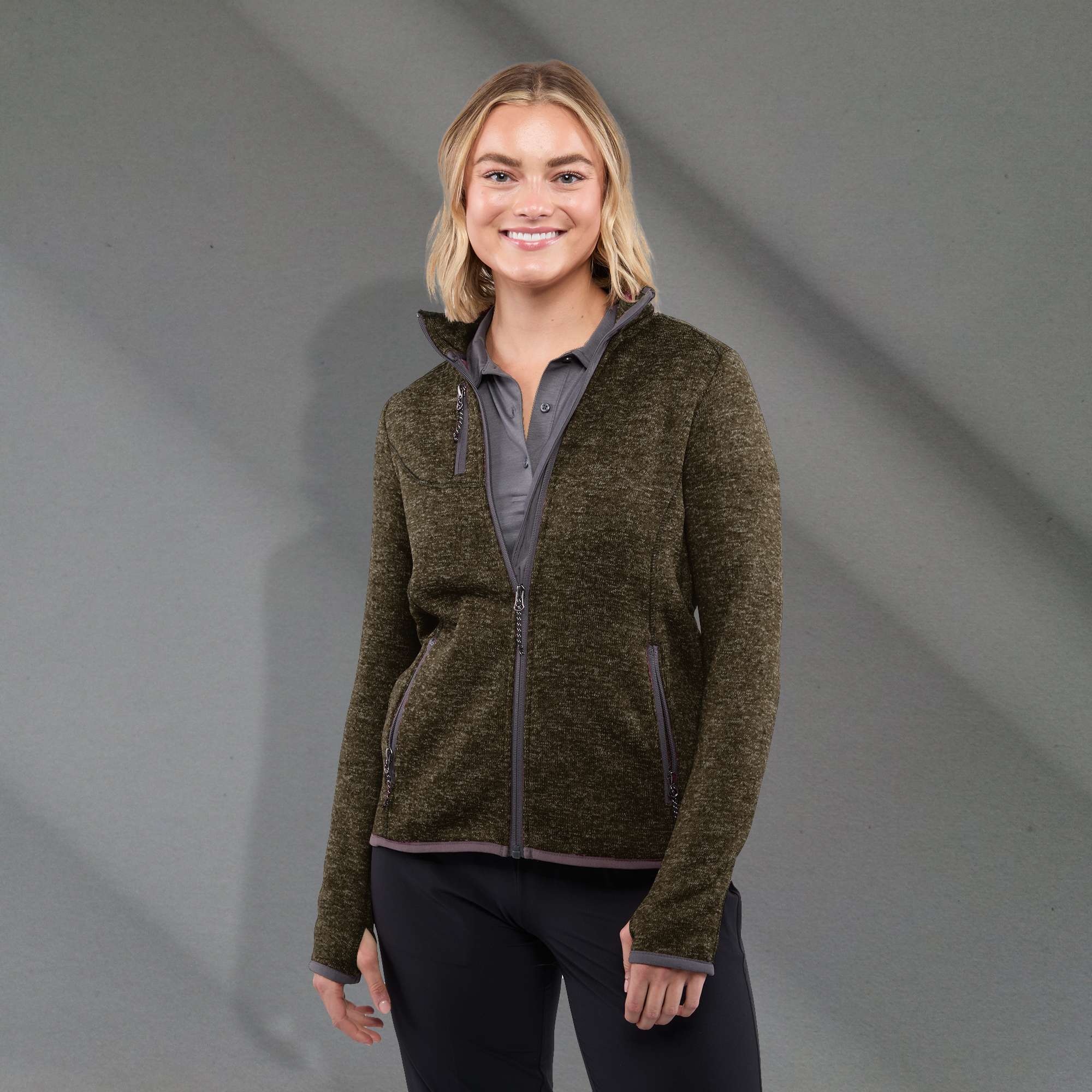 Picture of Women's TREMBLANT Sweater Knit Full Zip Jacket with Thumb Holes