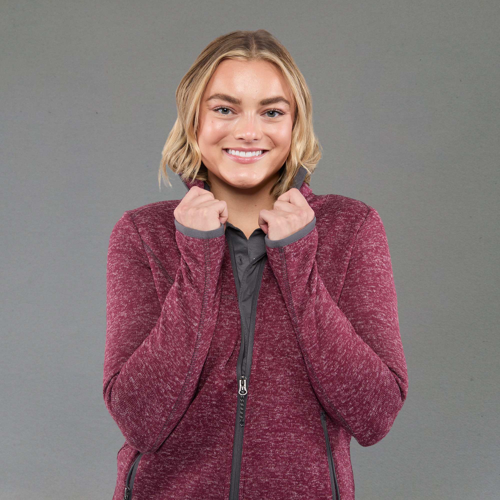 Picture of Women's TREMBLANT Sweater Knit Full Zip Jacket with Thumb Holes