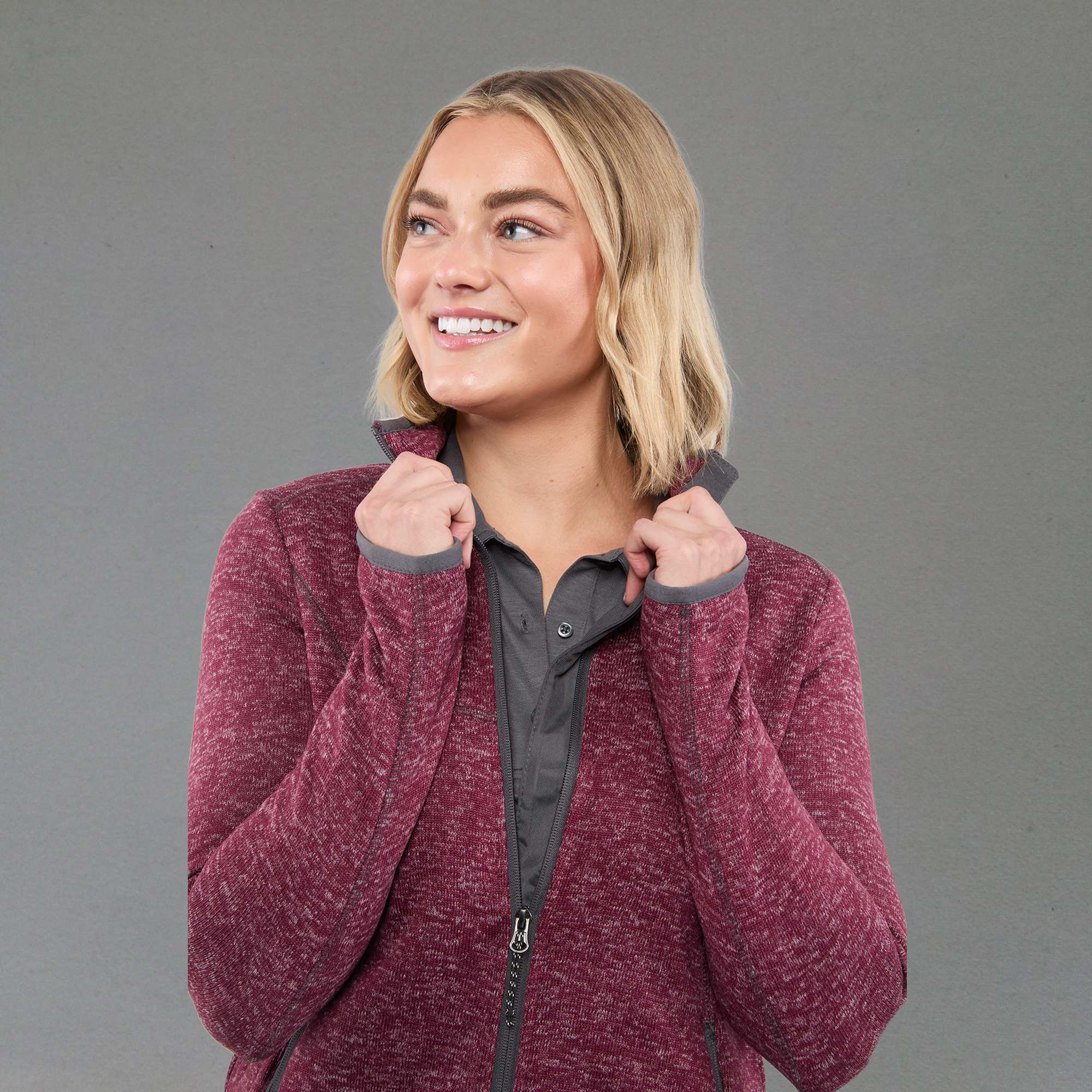 Picture of Women's TREMBLANT Sweater Knit Full Zip Jacket with Thumb Holes
