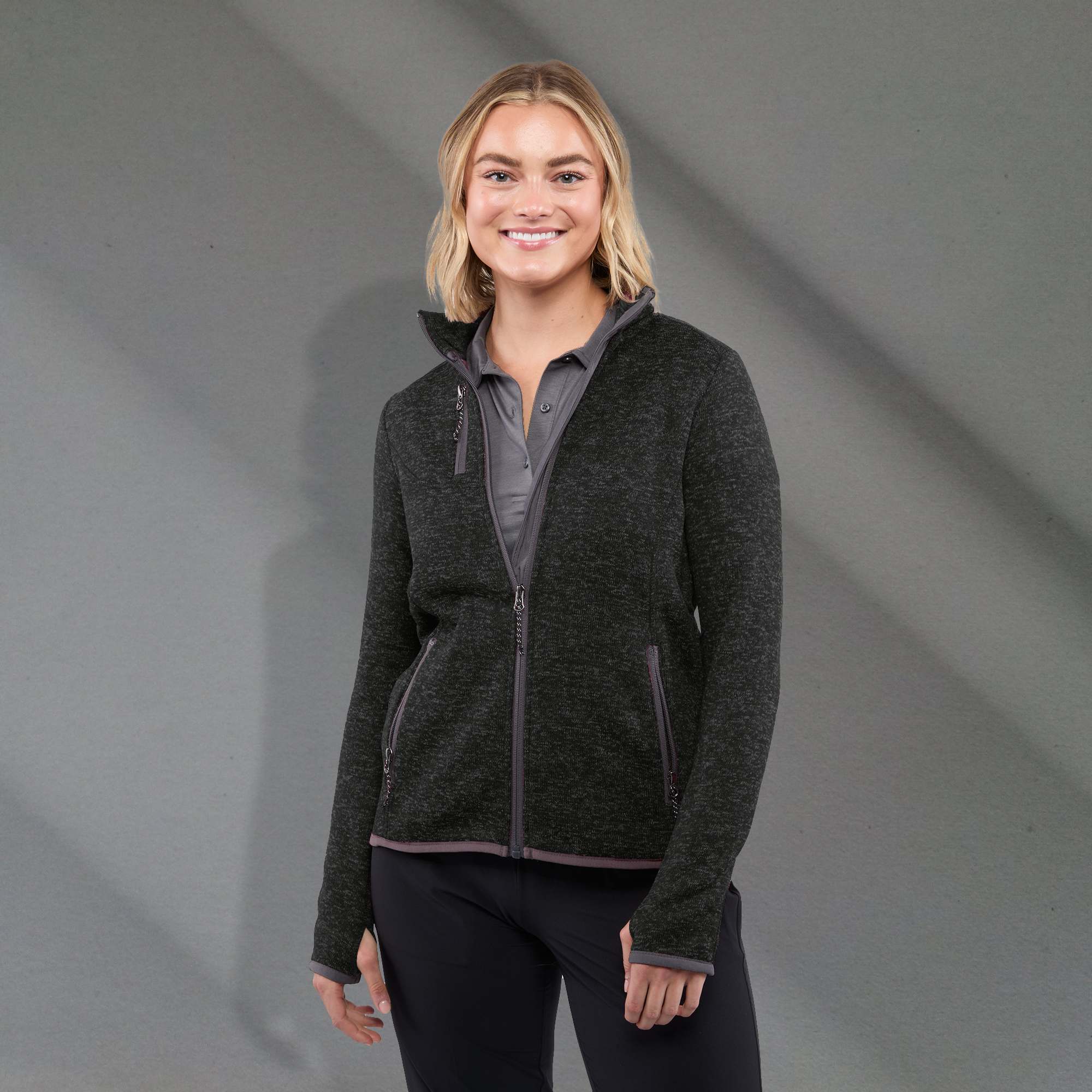 Picture of Women's TREMBLANT Sweater Knit Full Zip Jacket with Thumb Holes
