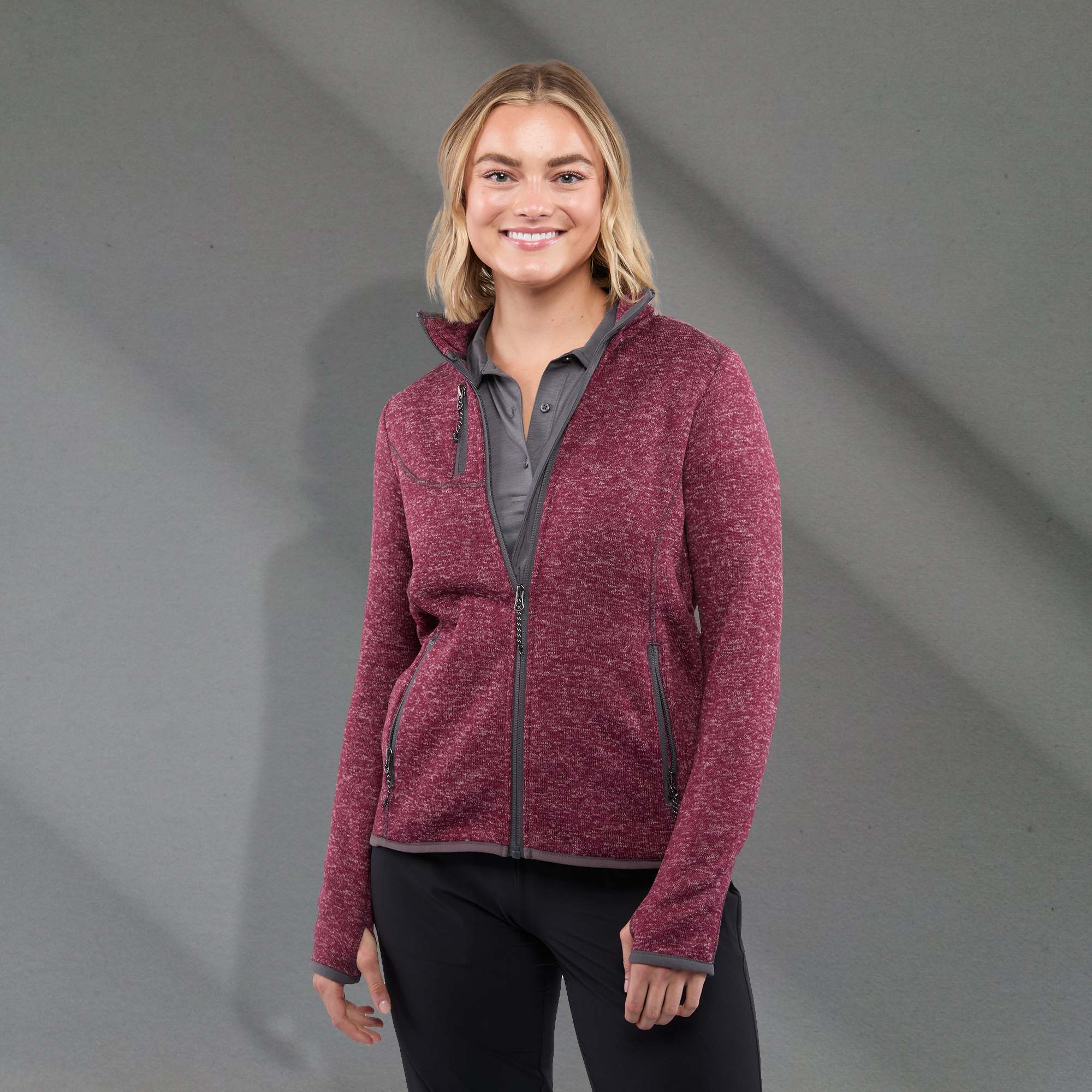 Picture of Women's TREMBLANT Sweater Knit Full Zip Jacket with Thumb Holes
