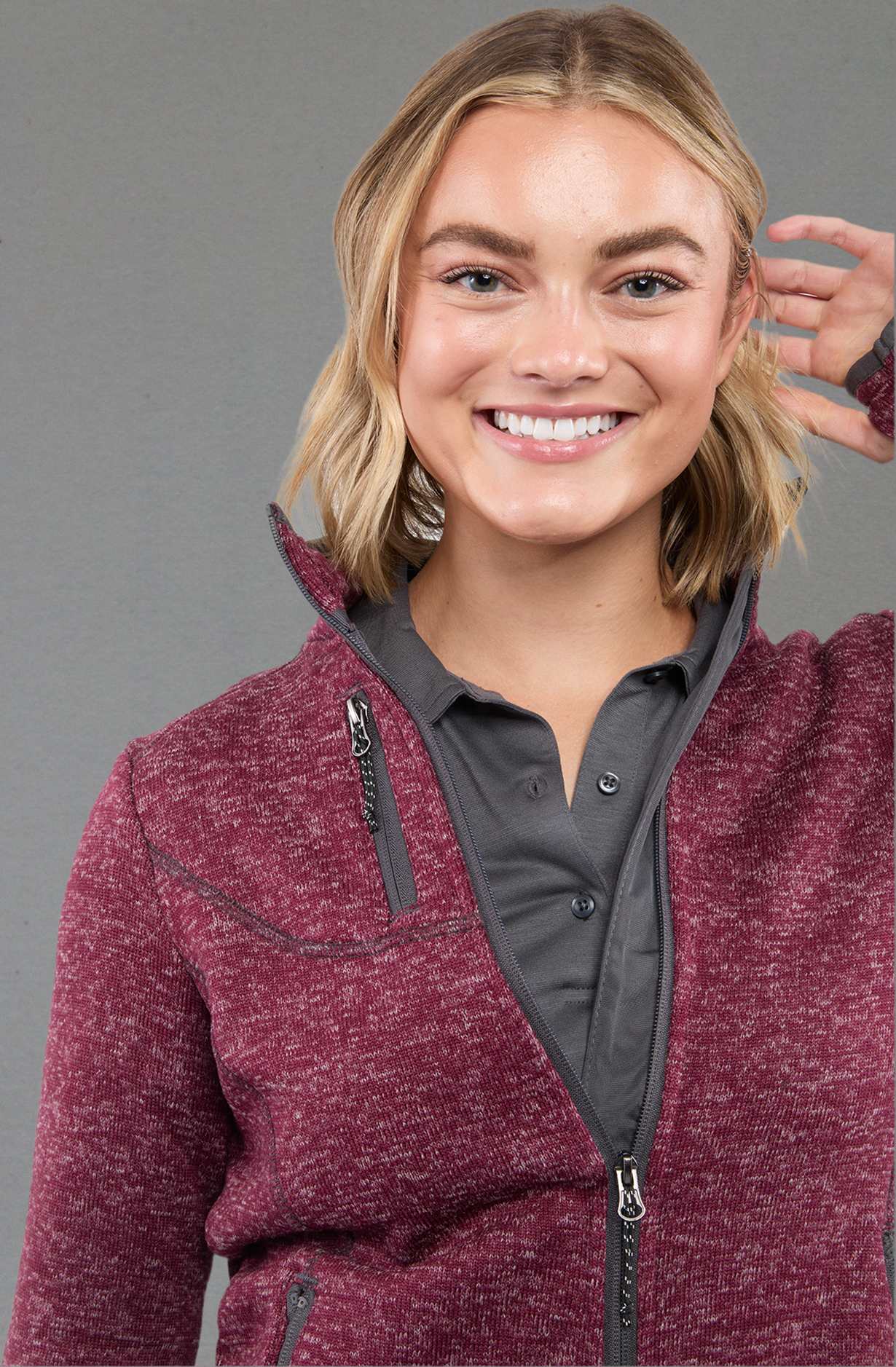 Picture of Women's TREMBLANT Sweater Knit Full Zip Jacket with Thumb Holes