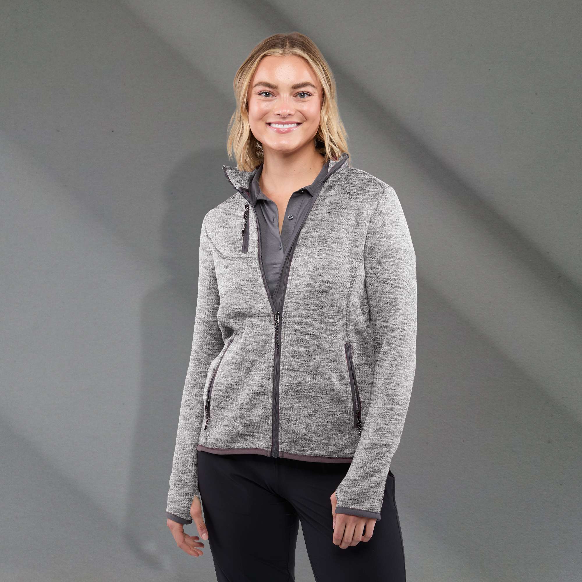 Picture of Women's TREMBLANT Sweater Knit Full Zip Jacket with Thumb Holes