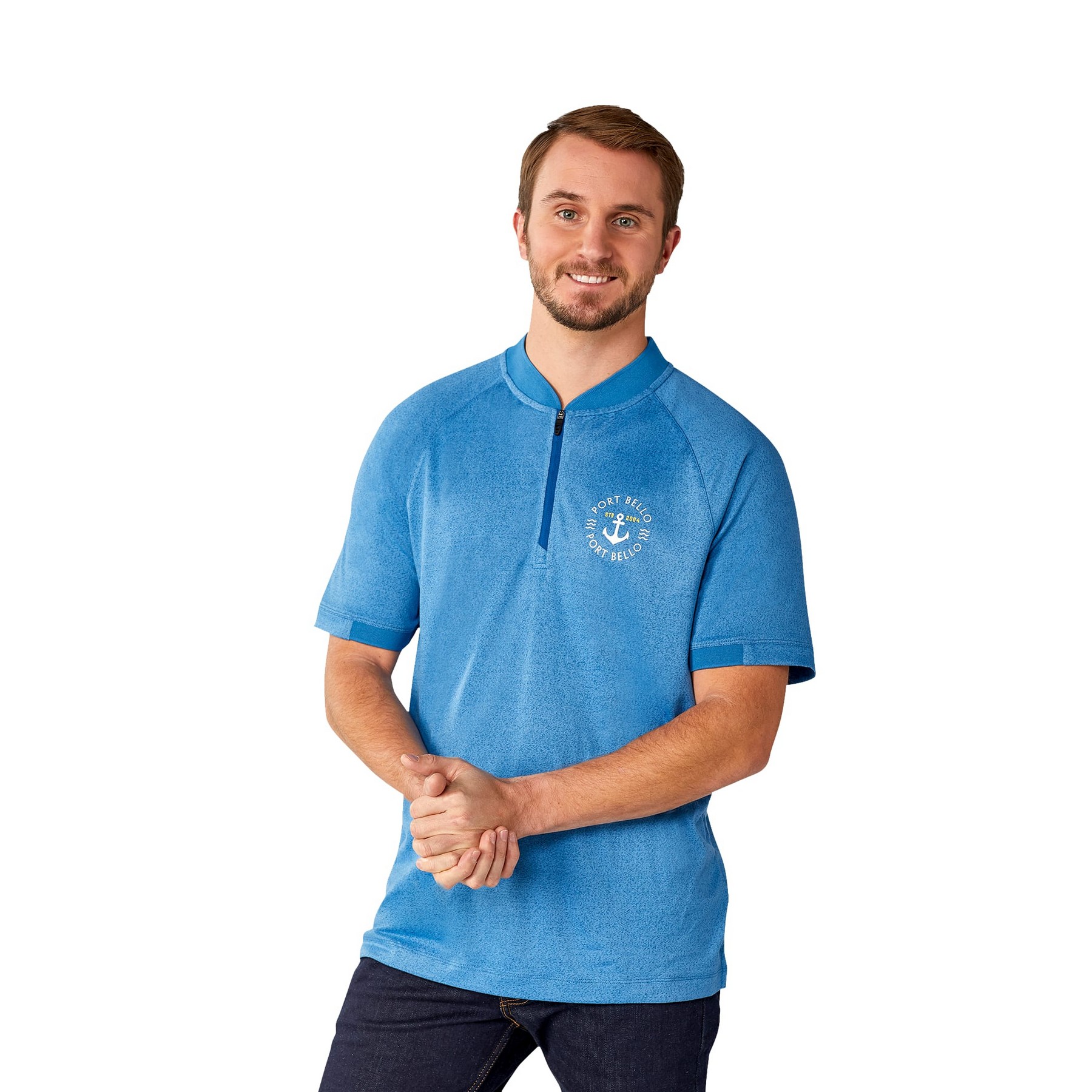 Picture of Men's KINPORT Short Sleeve Zip Up Stand Collar Performance Polo