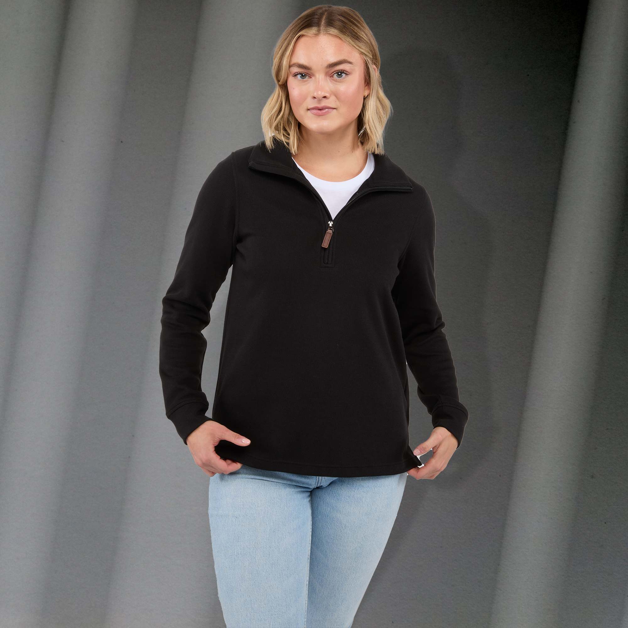 Picture of Women's HUDSON Eco Knit Half Zip Ribbed Sweater