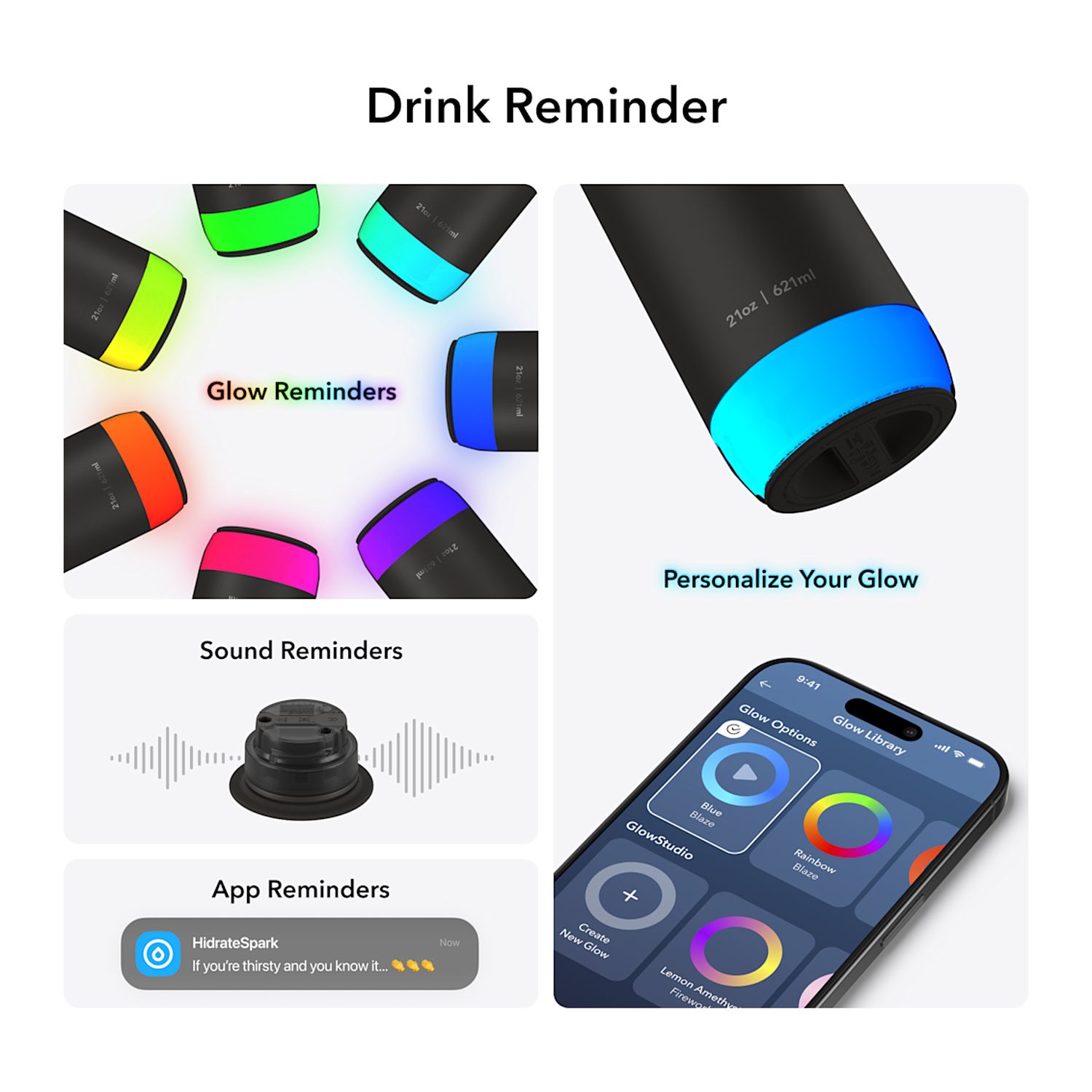 Picture of HidrateSpark PRO 2 – 21 oz Smart Bottle with Chug Lid