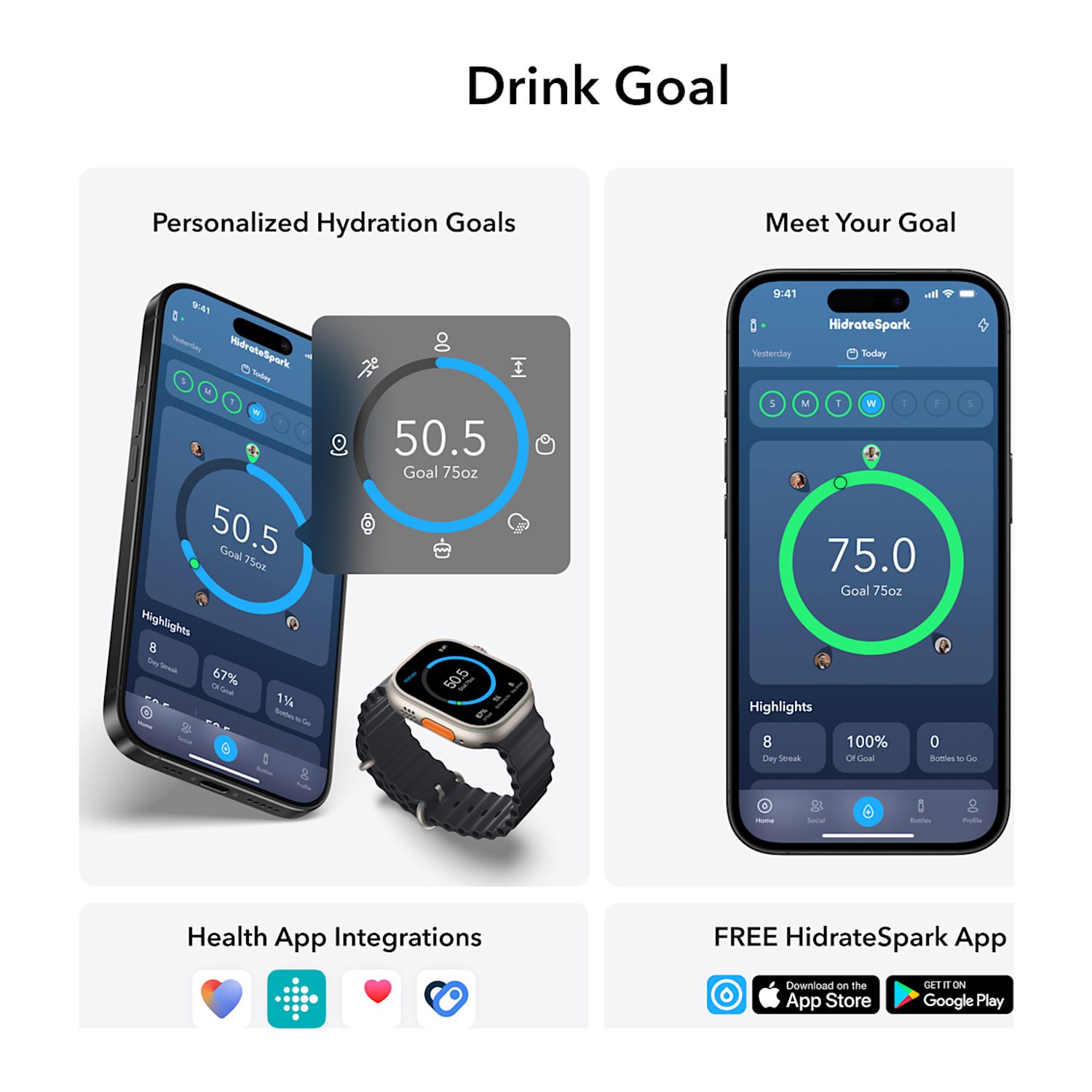 Picture of HidrateSpark PRO 2 – 21 oz Smart Bottle with Chug Lid