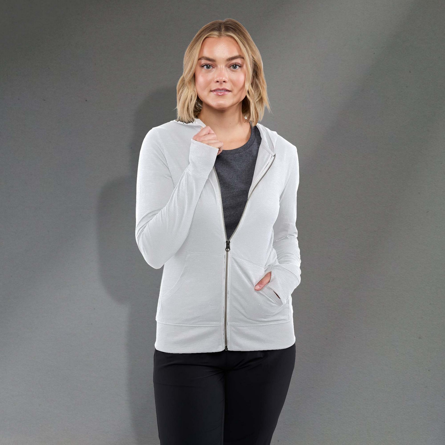 Picture of Women's GARNER Lightweight Knit Full Zip Hoodie with Thumb Holes
