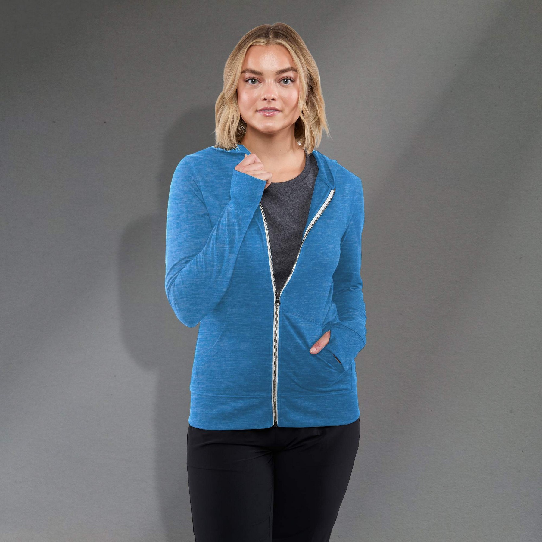 Picture of Women's GARNER Lightweight Knit Full Zip Hoodie with Thumb Holes