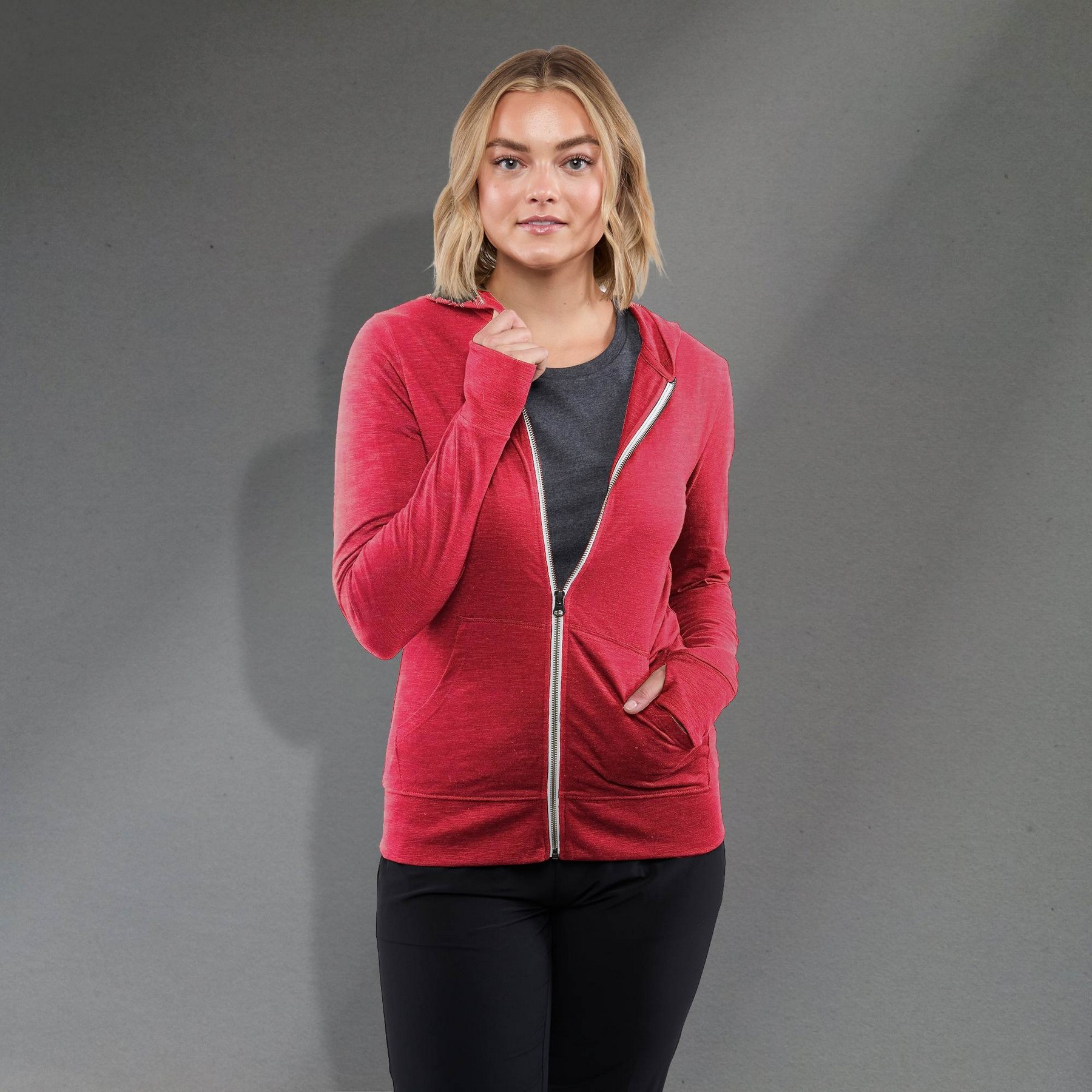 Picture of Women's GARNER Lightweight Knit Full Zip Hoodie with Thumb Holes