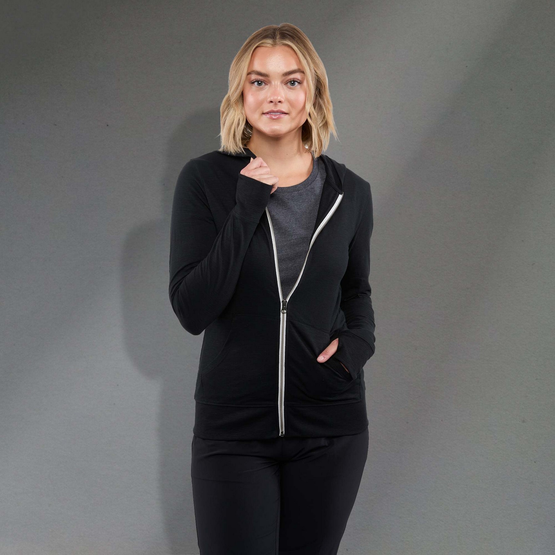 Picture of Women's GARNER Lightweight Knit Full Zip Hoodie with Thumb Holes