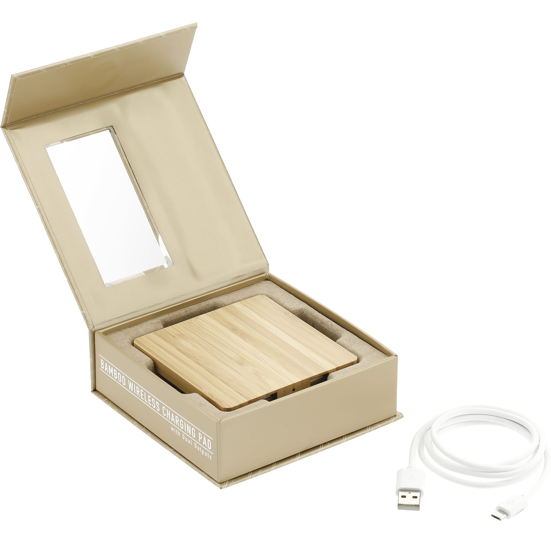 Picture of FSC® 100% Bamboo Wireless Charging Pad with Dual Outputs