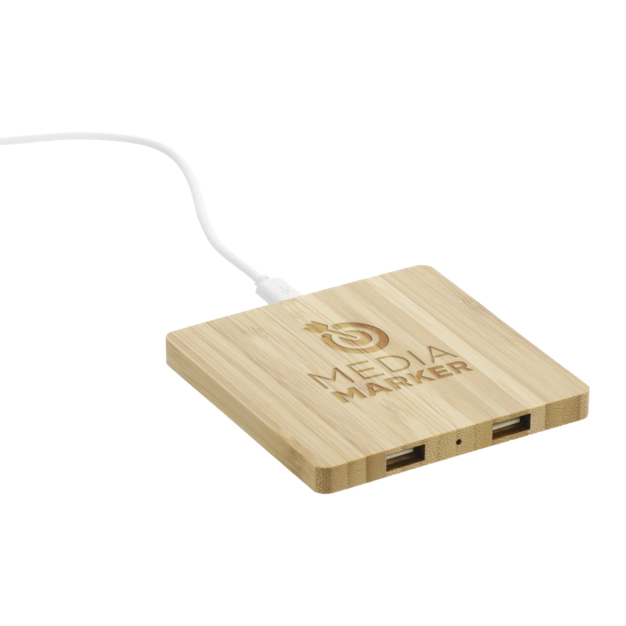 Picture of FSC® 100% Bamboo Wireless Charging Pad with Dual Outputs