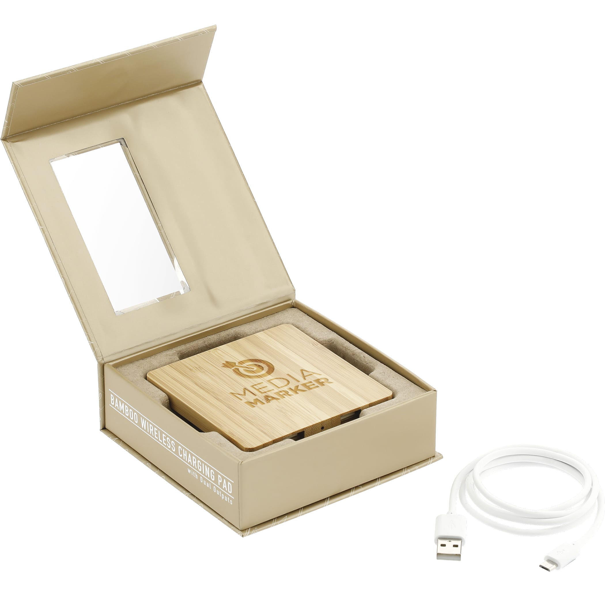 Picture of FSC® 100% Bamboo Wireless Charging Pad with Dual Outputs