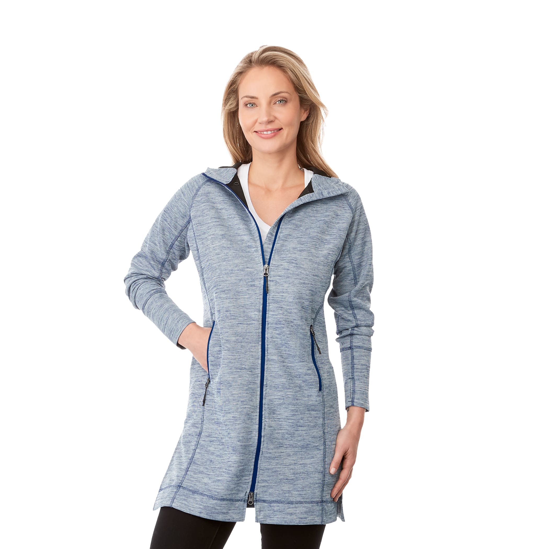 Picture of Women's ODELL Performance Knit Tunic Length Full Zip Hoodie with Thumb Holes
