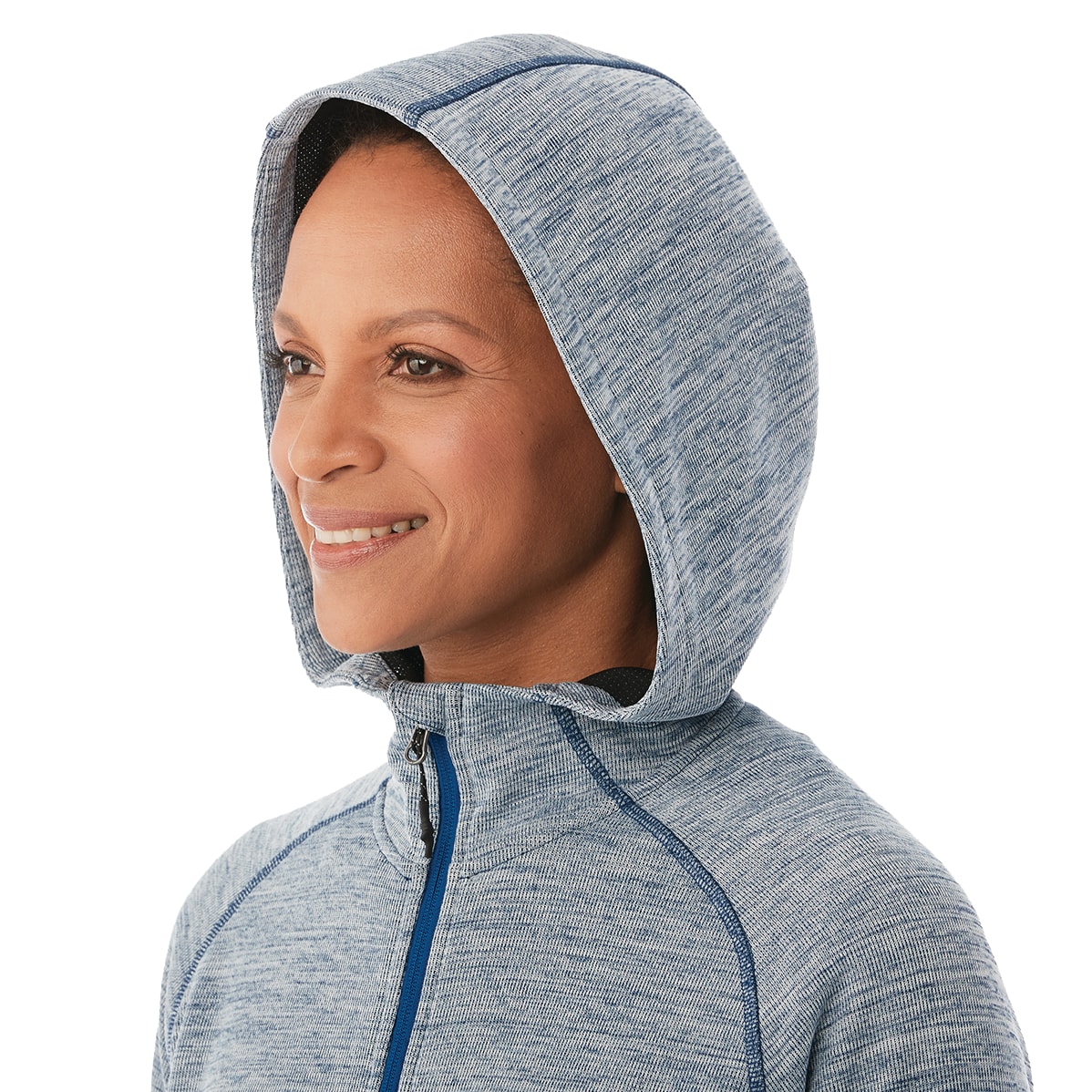 Picture of Women's ODELL Performance Knit Tunic Length Full Zip Hoodie with Thumb Holes